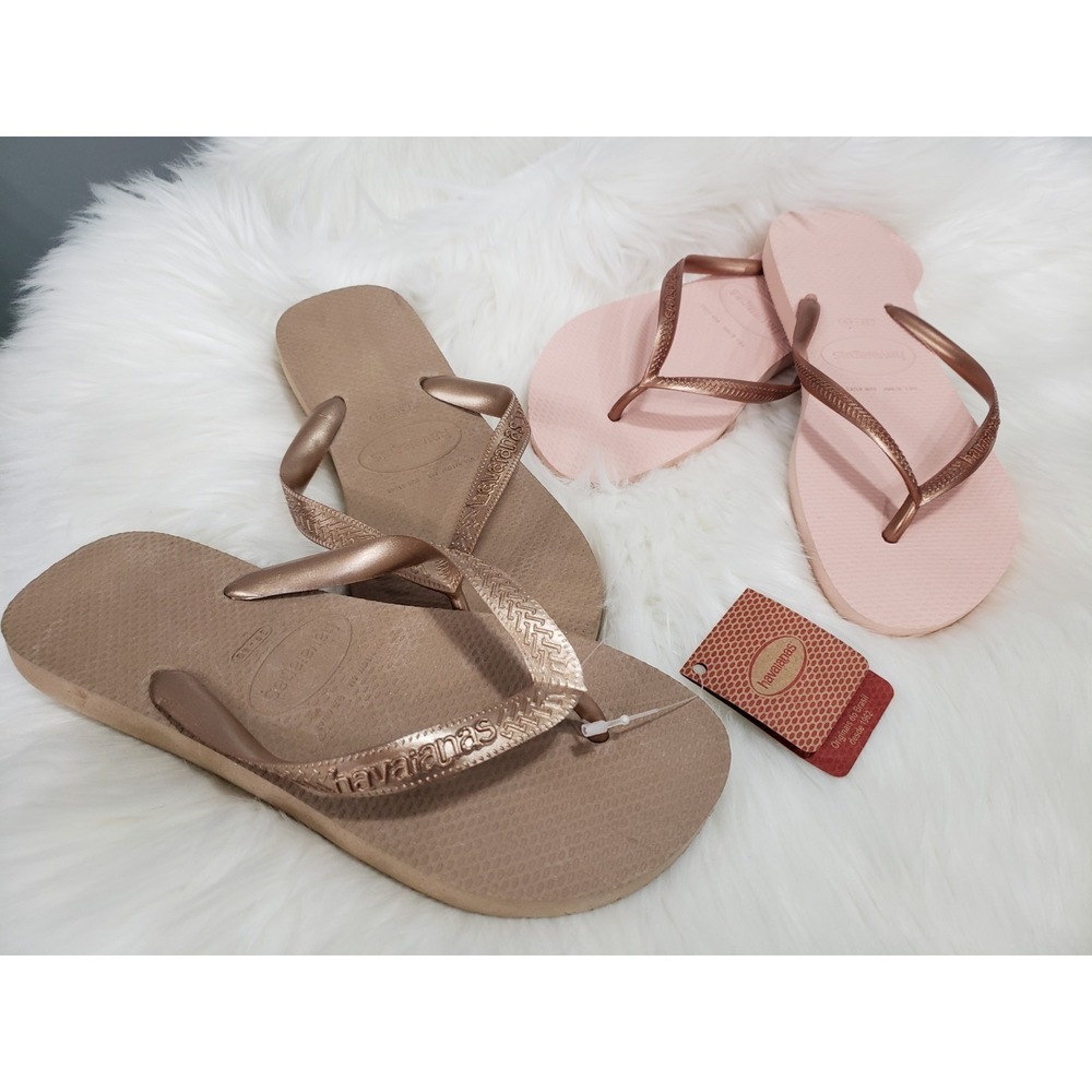 NEW LOT 2 ROSE GOLD PINK  Havaianas Flip Flops Size 9/10‎ - 41/42 Thong Sandals